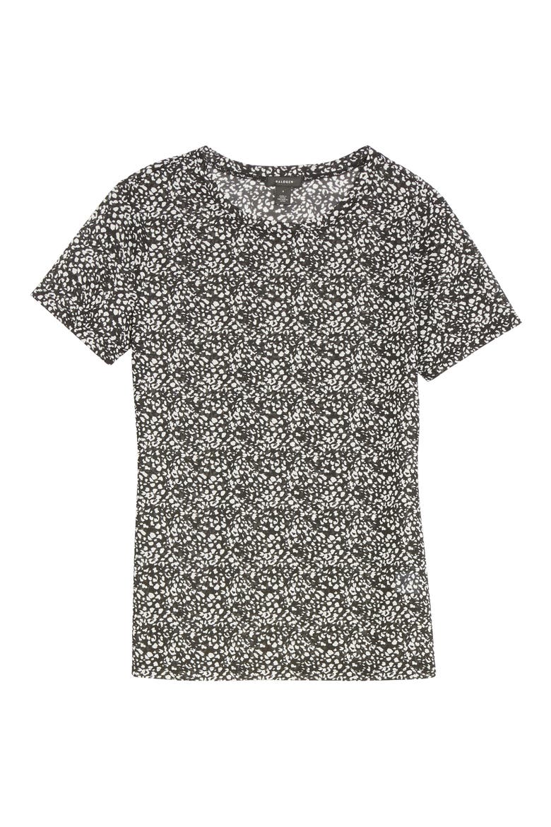 Crewneck Mesh Top, Main, color, BLACK- IVORY LEO DOT