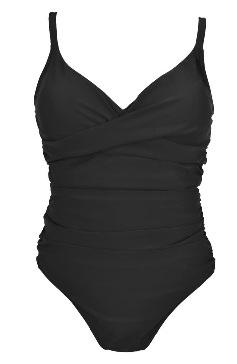 Splash About Ladies Tummy Control Bathing Suit, Main, color, Black
