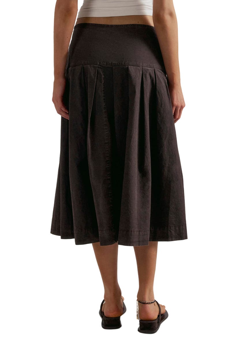 Skipper Pleated Cotton Midi Skirt, Alternate, color, DOUBLE ESPRESSO