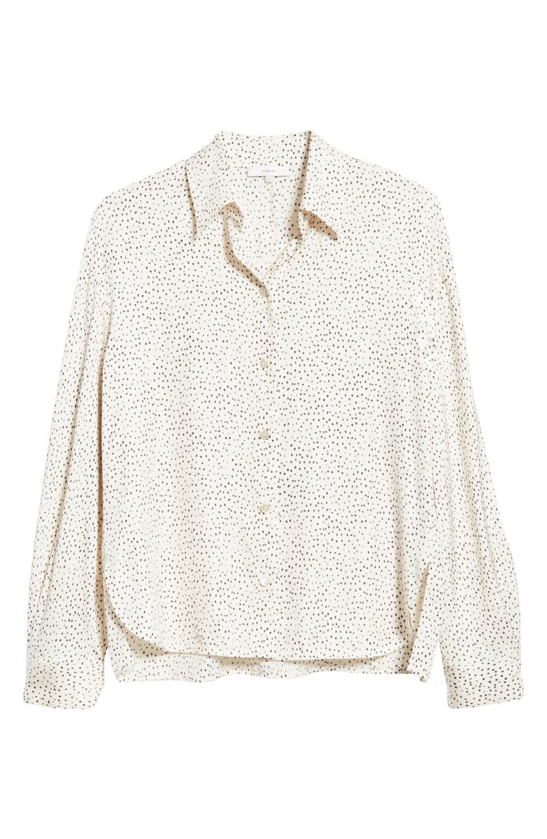 Vince Ditsy Dot Long Sleeve Silk Blend Button-Up Shirt, Alternate, color, 