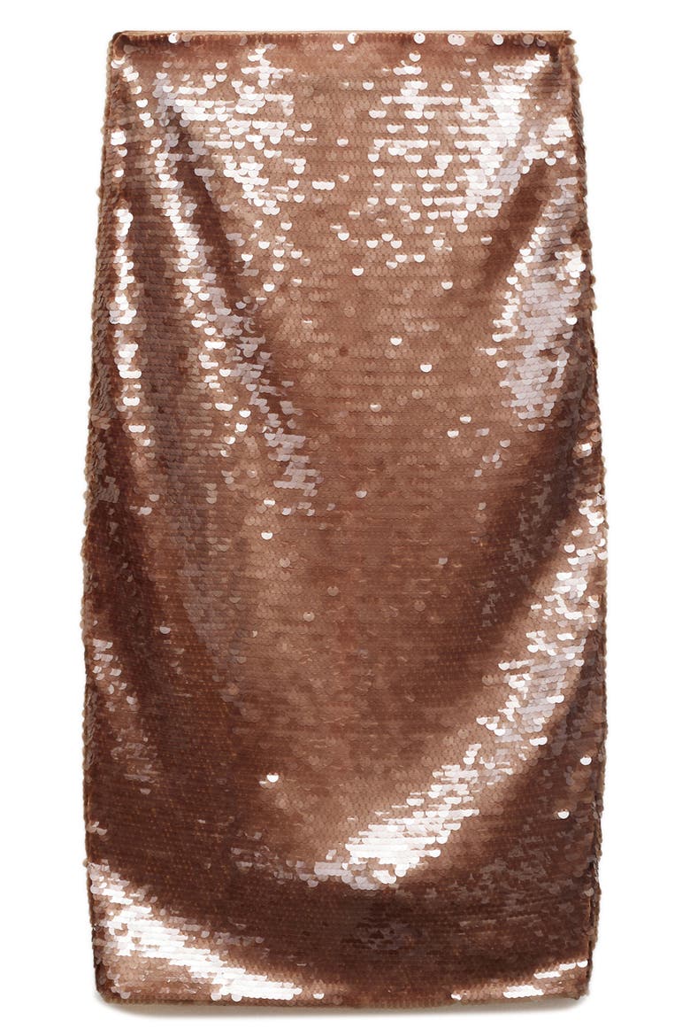 Sequin Midi Skirt, Alternate, color, BROWN
