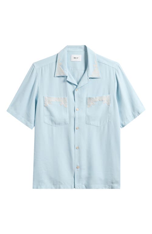 Nn07 Julio Embroidered Button-up Shirt In Blue