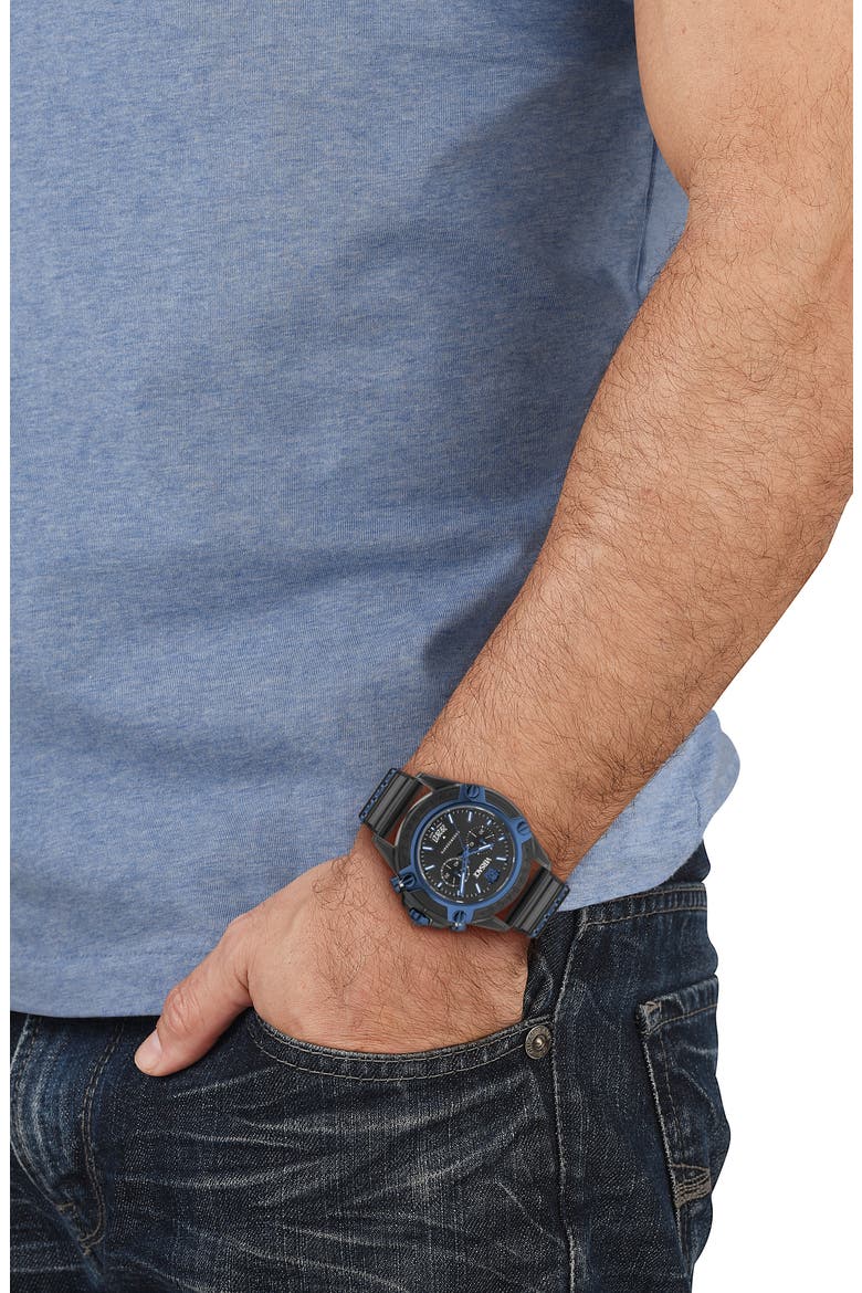 Icon Active Silicone Strap Watch, 44mm, Alternate, color, BLACK