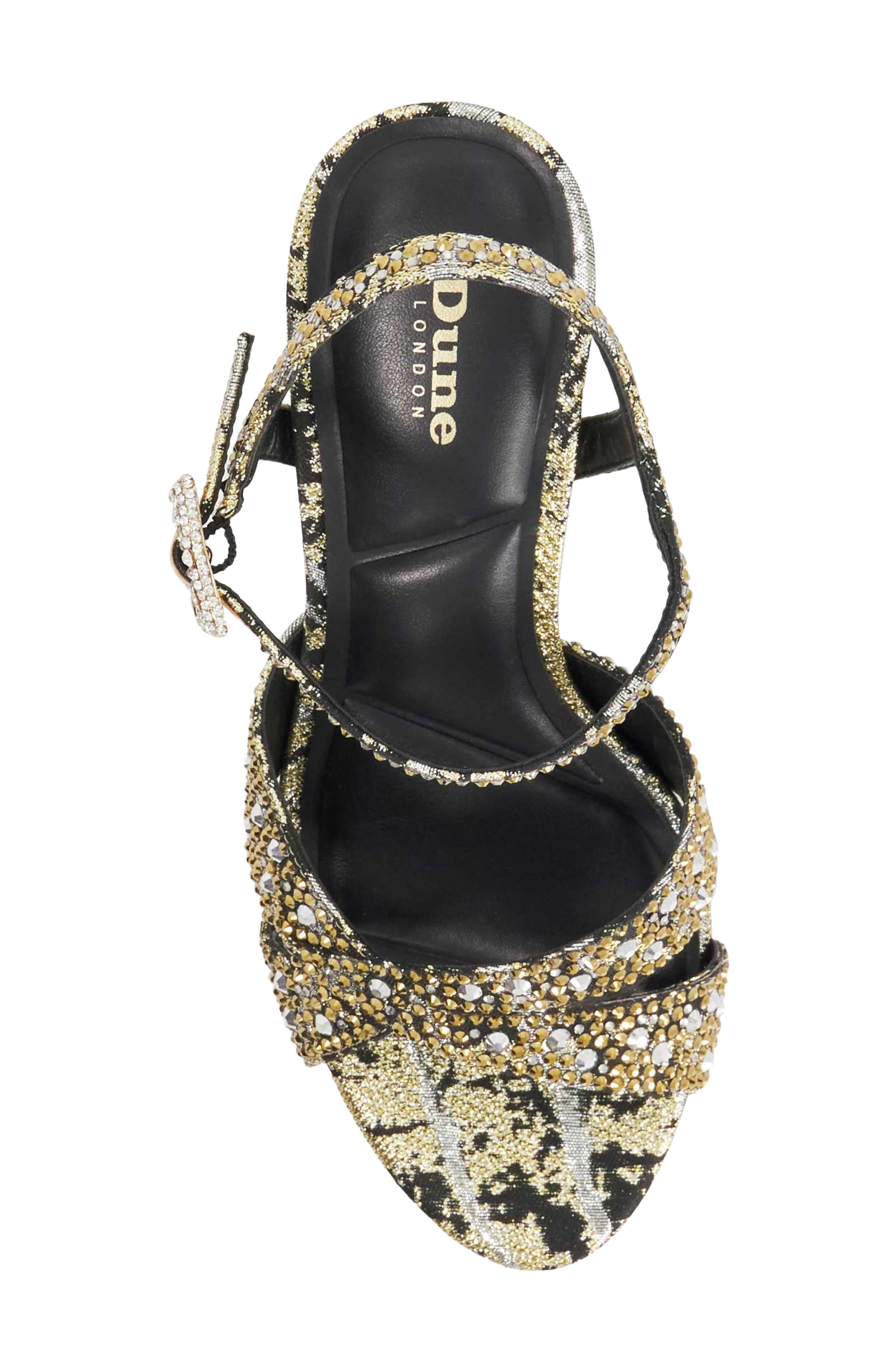 Dune London Mayve Ankle Strap Platform Sandal, Alternate, color, Gold/ Black