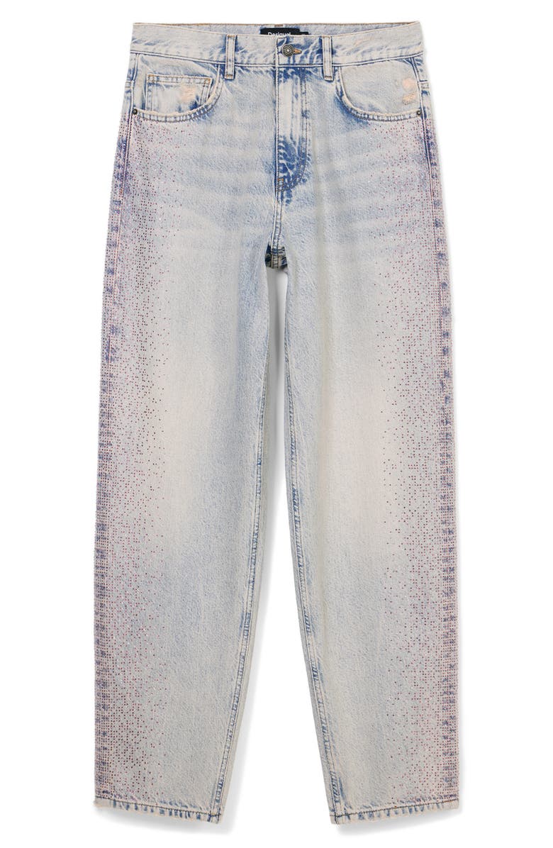 Desigual Cara Rhinestone Straight Leg Jeans, Alternate, color, 