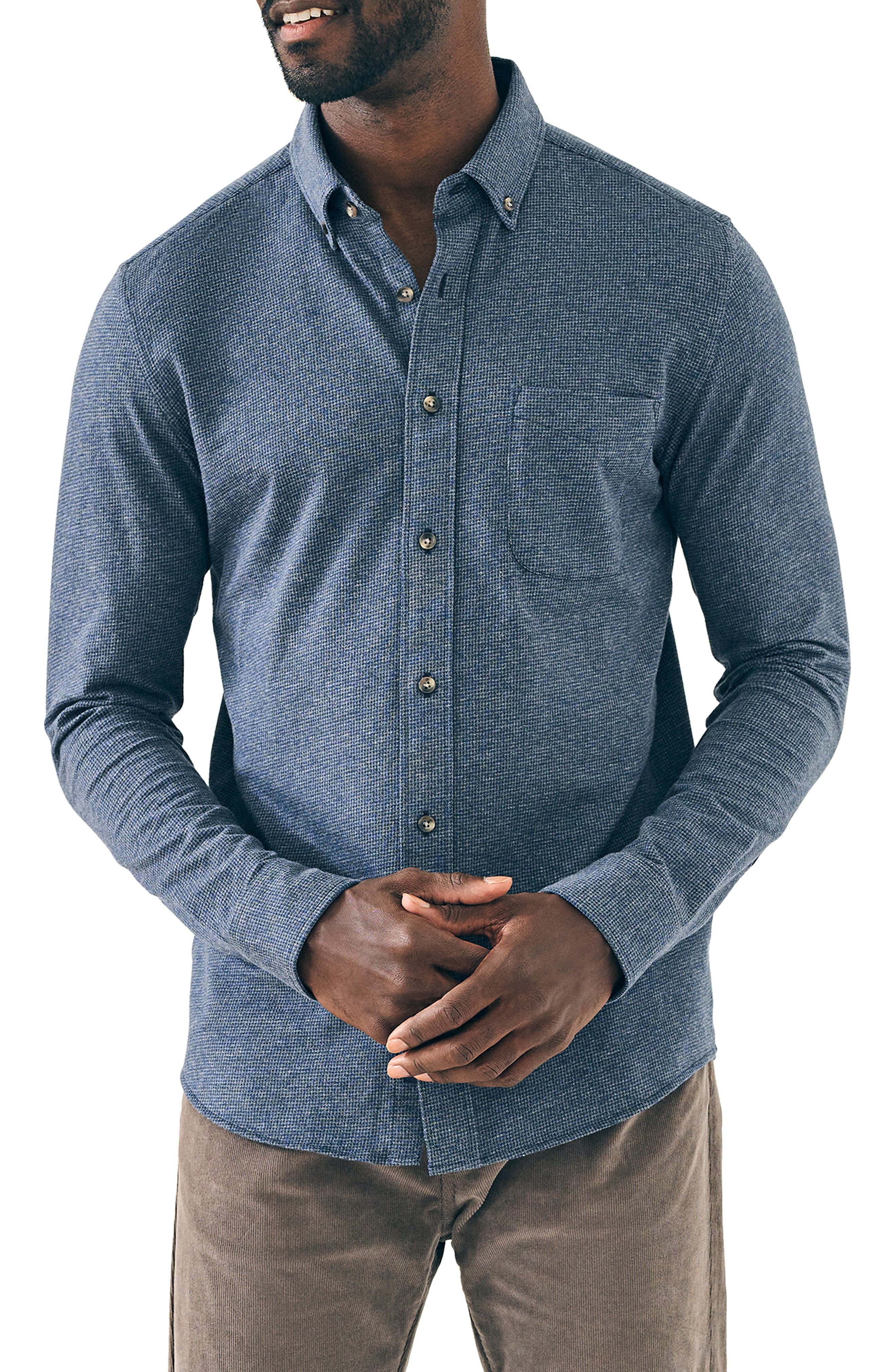 Houndstooth Knit Button-Down Shirt