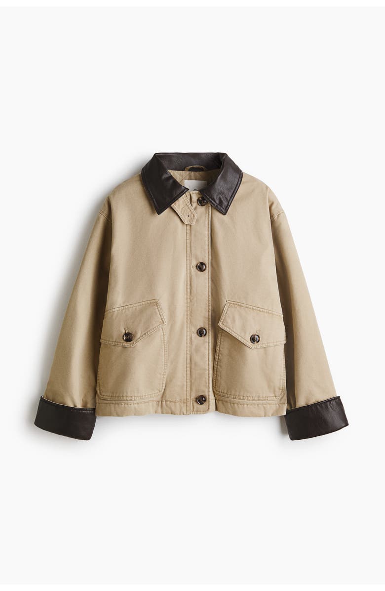H&M Padded Canvas Jacket, Main, color, Beige