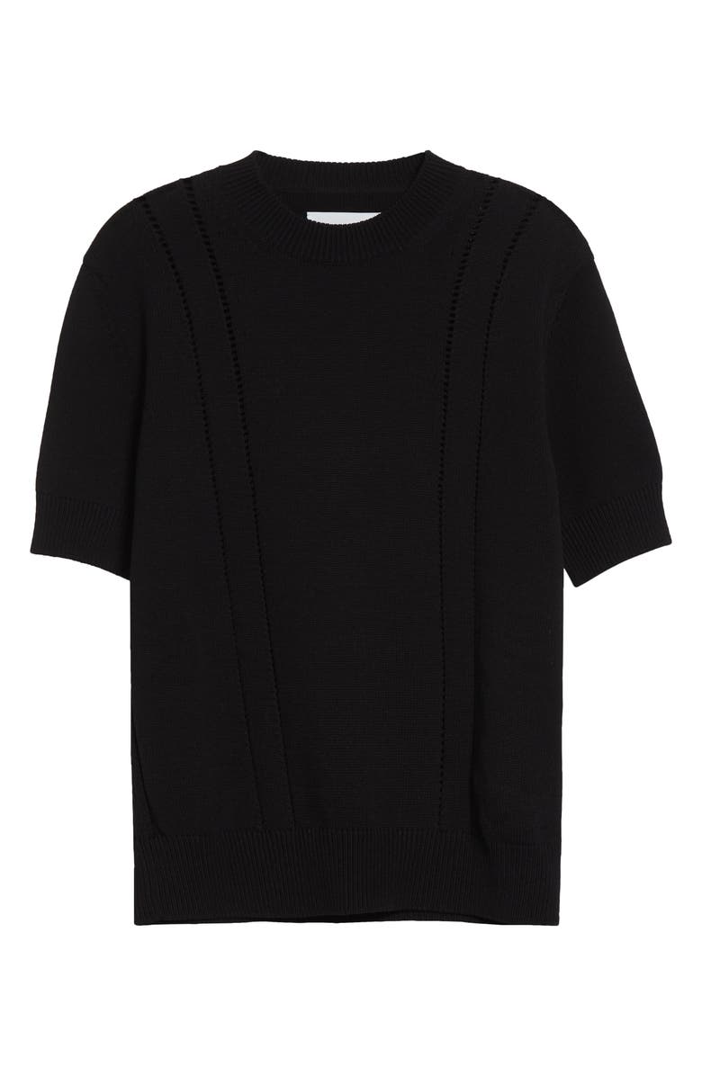 Jil Sander Pointelle Knit Wool & Cotton Sweater, Main, color, Black