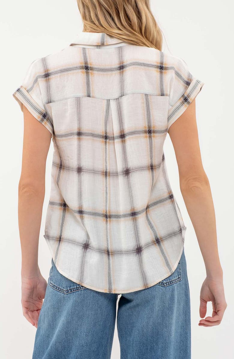 Blu Pepper Plaid Short Sleeve Button-Up Shirt, Alternate, color,