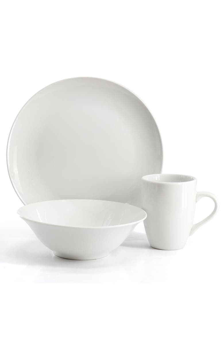 Gibson Home Wintercap 12 Piece Fine Ceramic Dinnerware Set, Alternate, color, White
