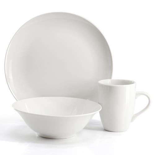 Gibson Home Wintercap 12 Piece Fine Ceramic Dinnerware Set In White