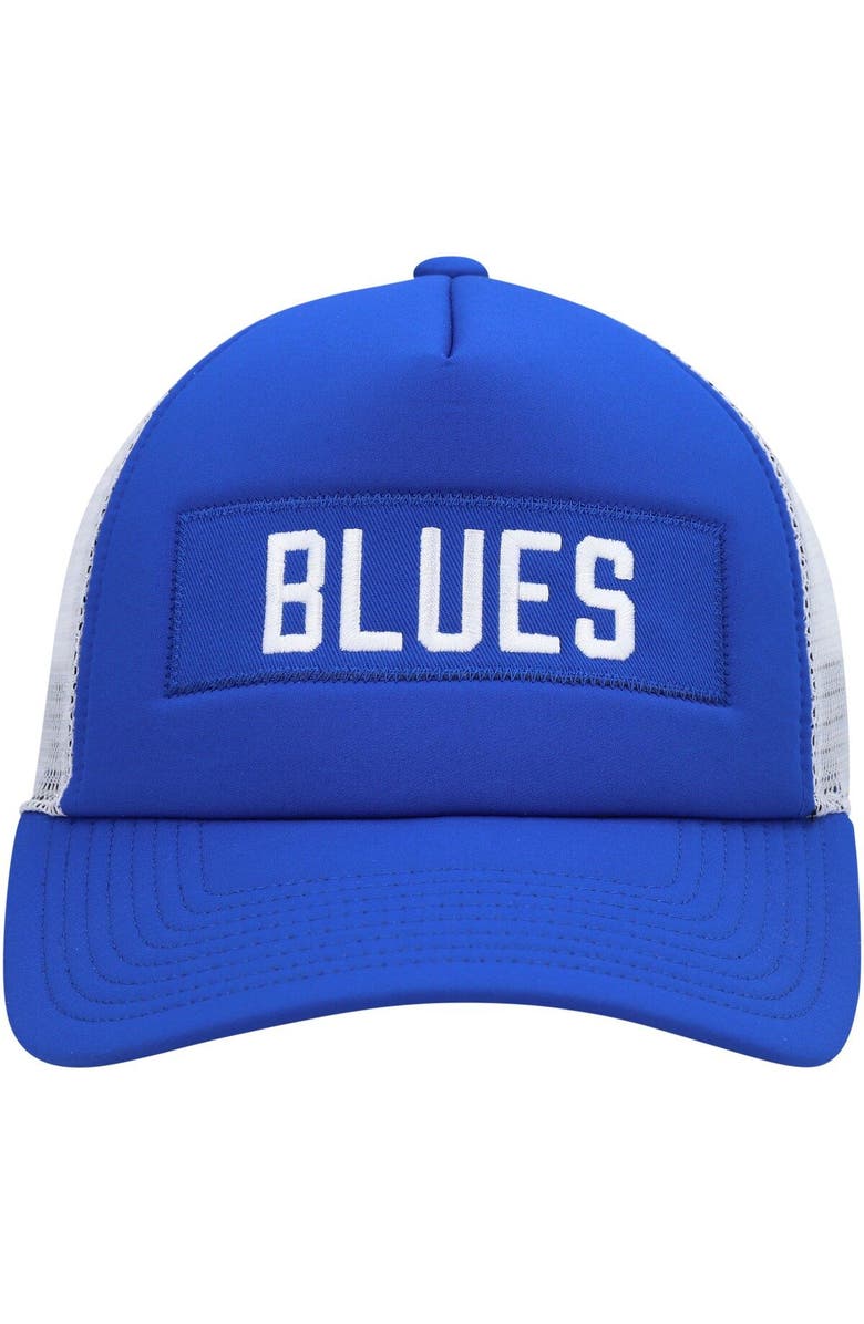 adidas Men's adidas Blue/White St. Louis Blues Team Plate Trucker Snapback Hat, Alternate, color, Blue