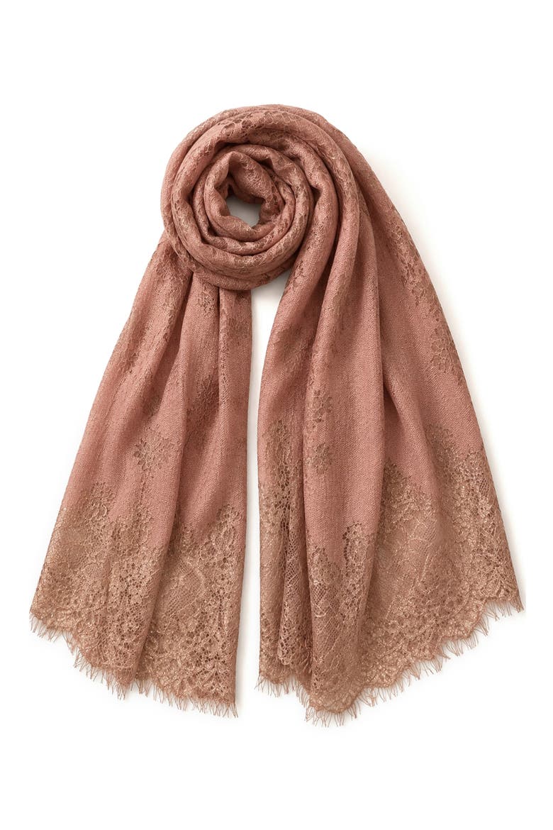 Lace Embellished Scarf, Alternate, color, PINK