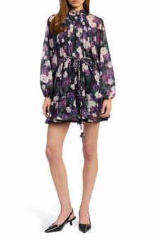 Jasmine Floral Long Sleeve Chiffon Minidress