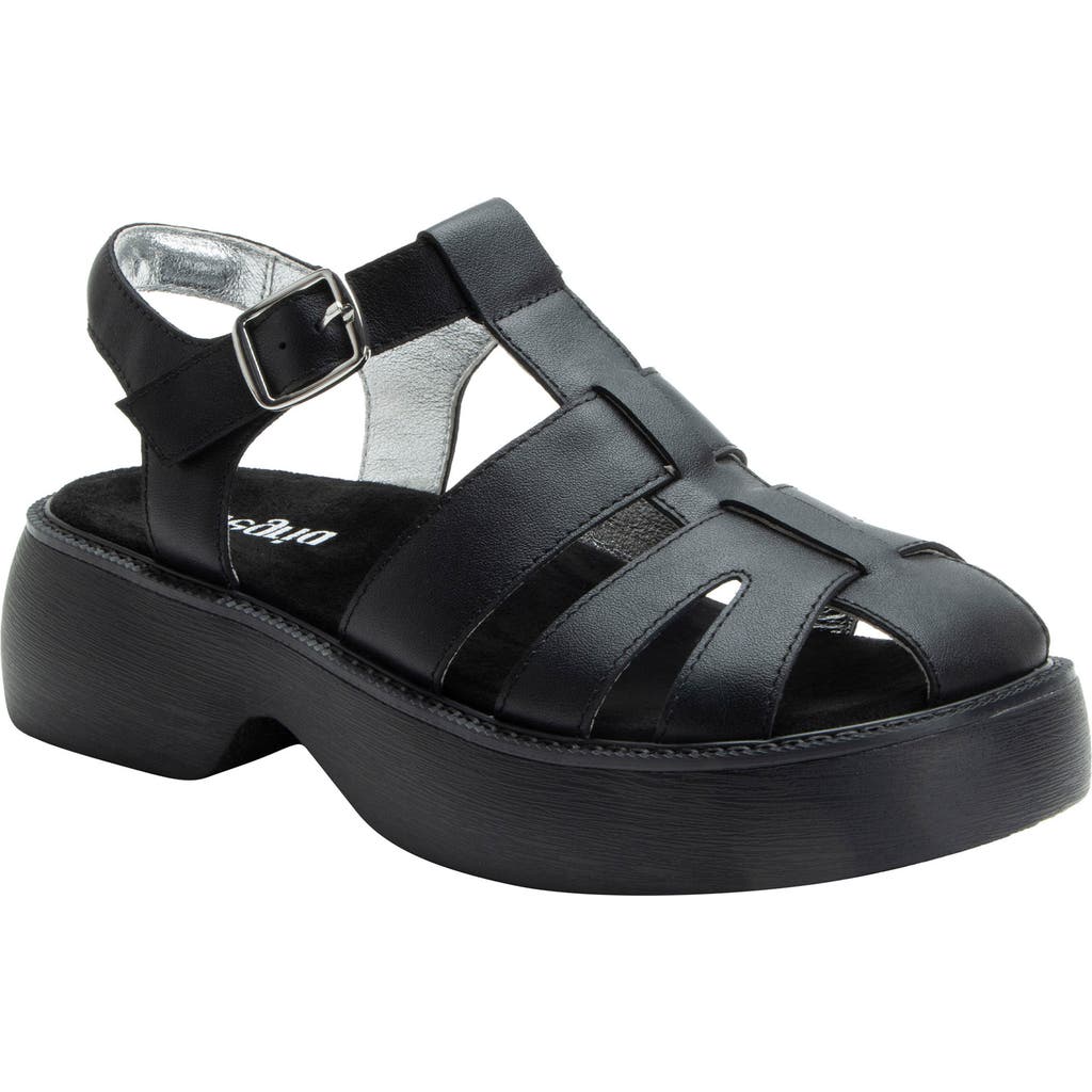 Alegria By Pg Lite Ingrid Ankle Strap Platform Fisherman Sandal In Black