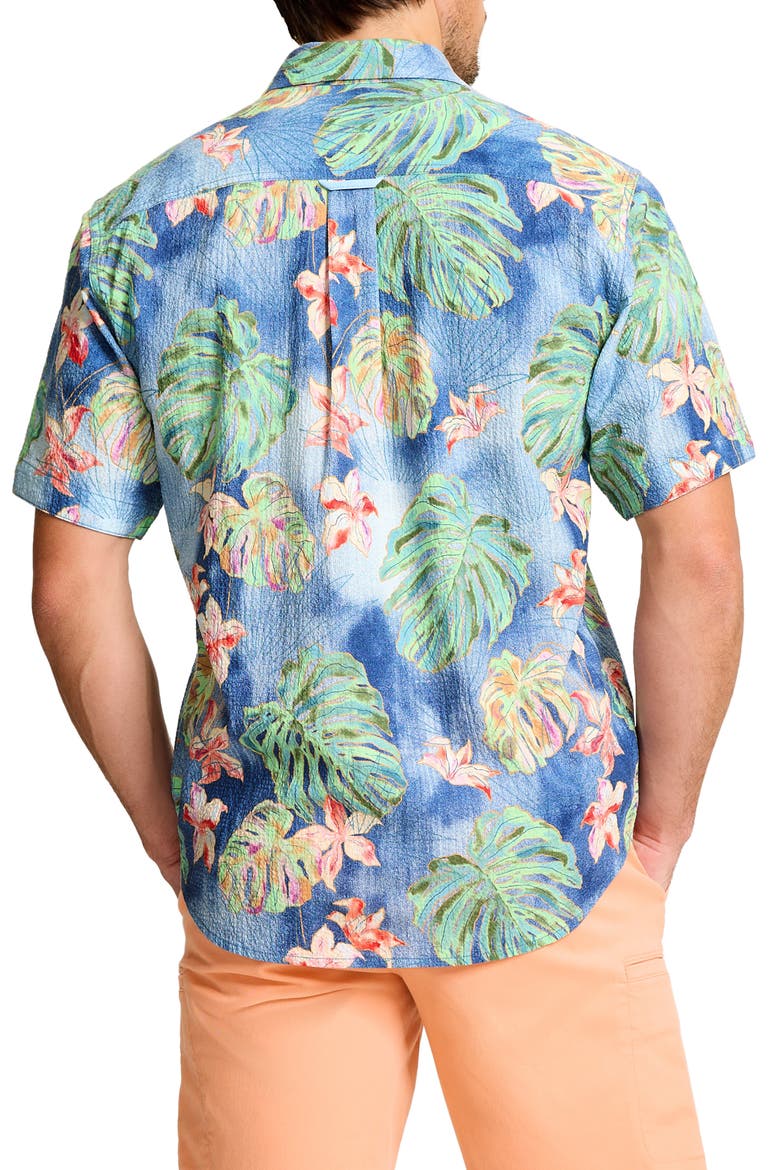 Nova Wave Mira Jungle Floral Short Sleeve Seersucker Button-Up Shirt, Alternate, color, BERING BLUE
