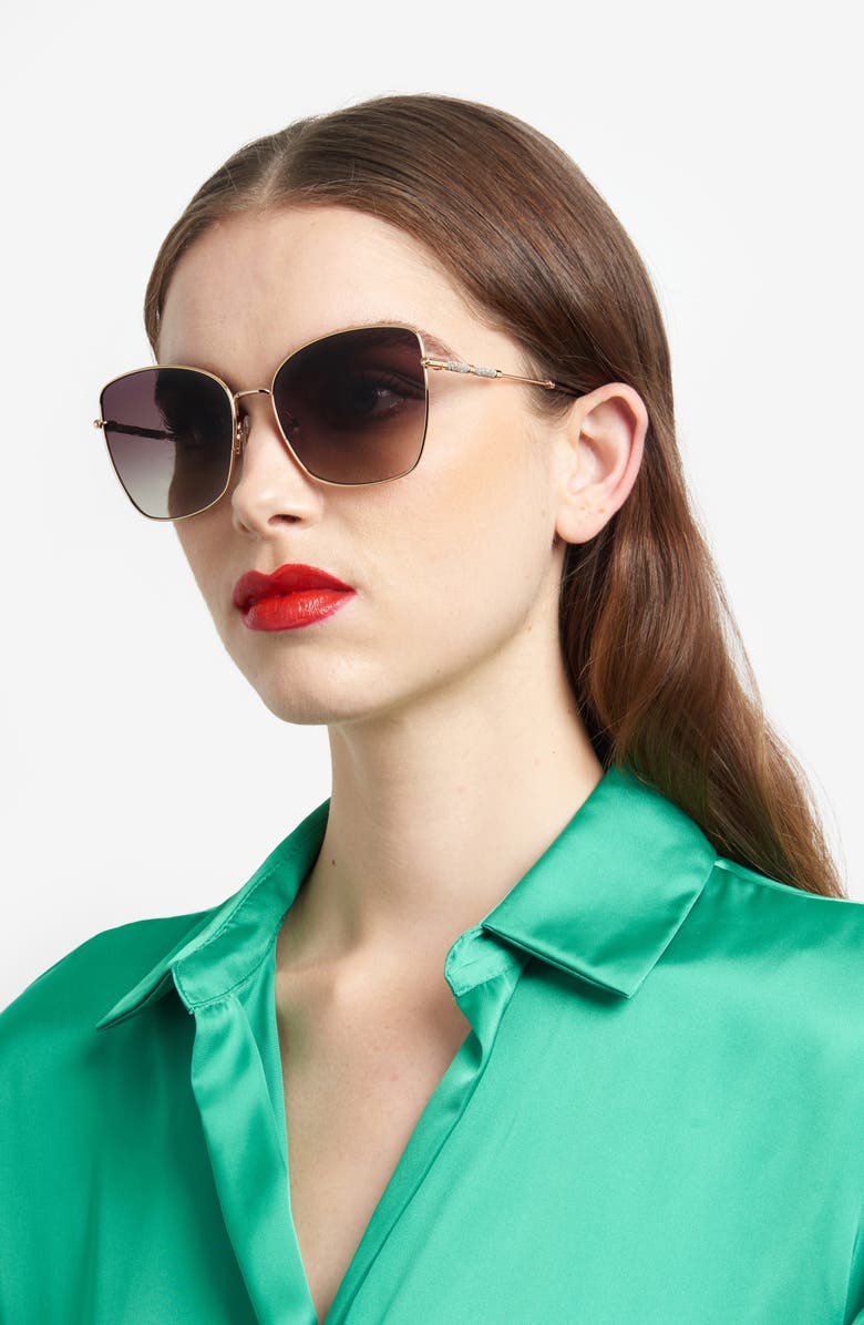 Carolina Herrera 59mm Gradient Butterfly Sunglasses, Alternate, color, Rose Gold