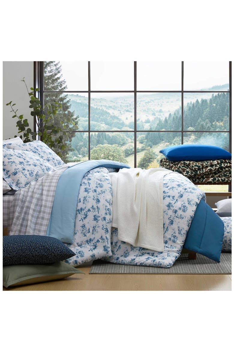 Huntley Plaid Reversible Microfiber Comforter Set, Alternate, color, MEDIUM / DARK BLUE