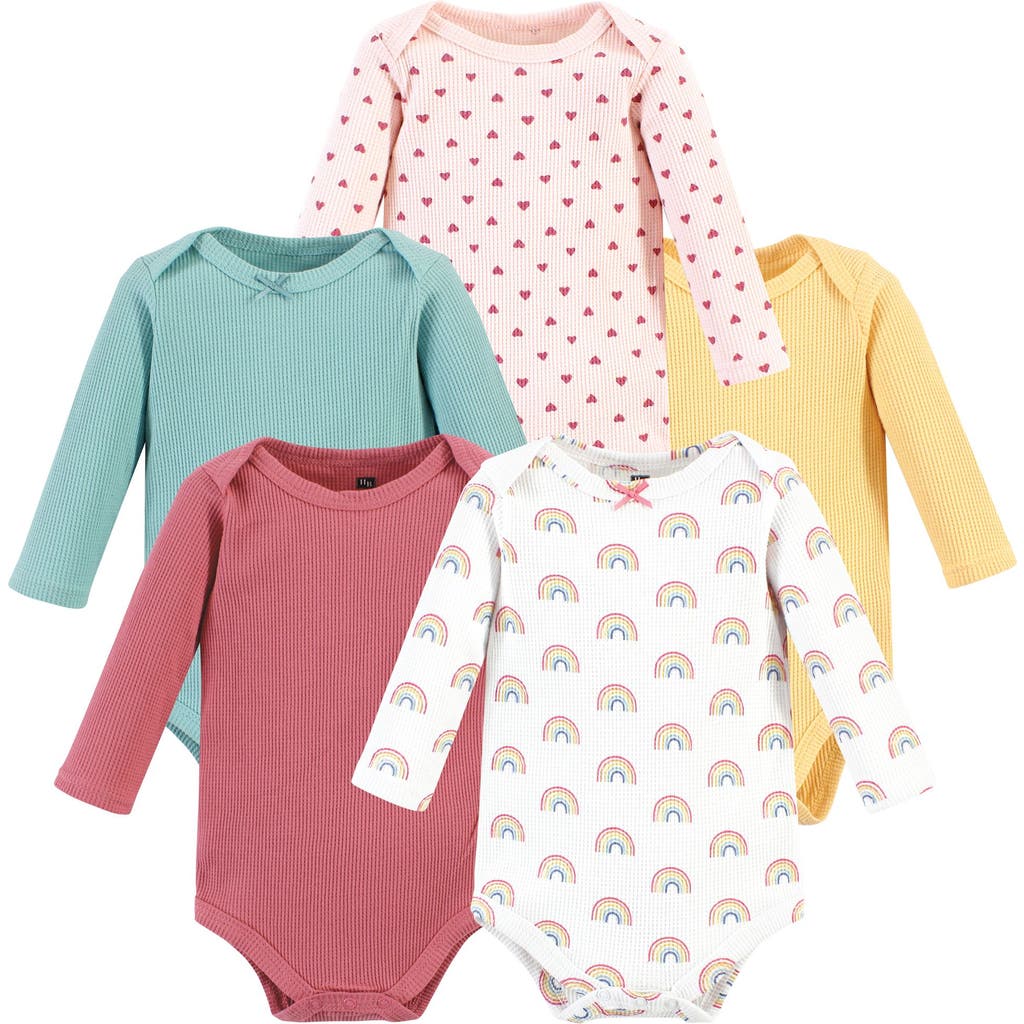 Hudson Baby Thermal Long Sleeve Bodysuits In Multi