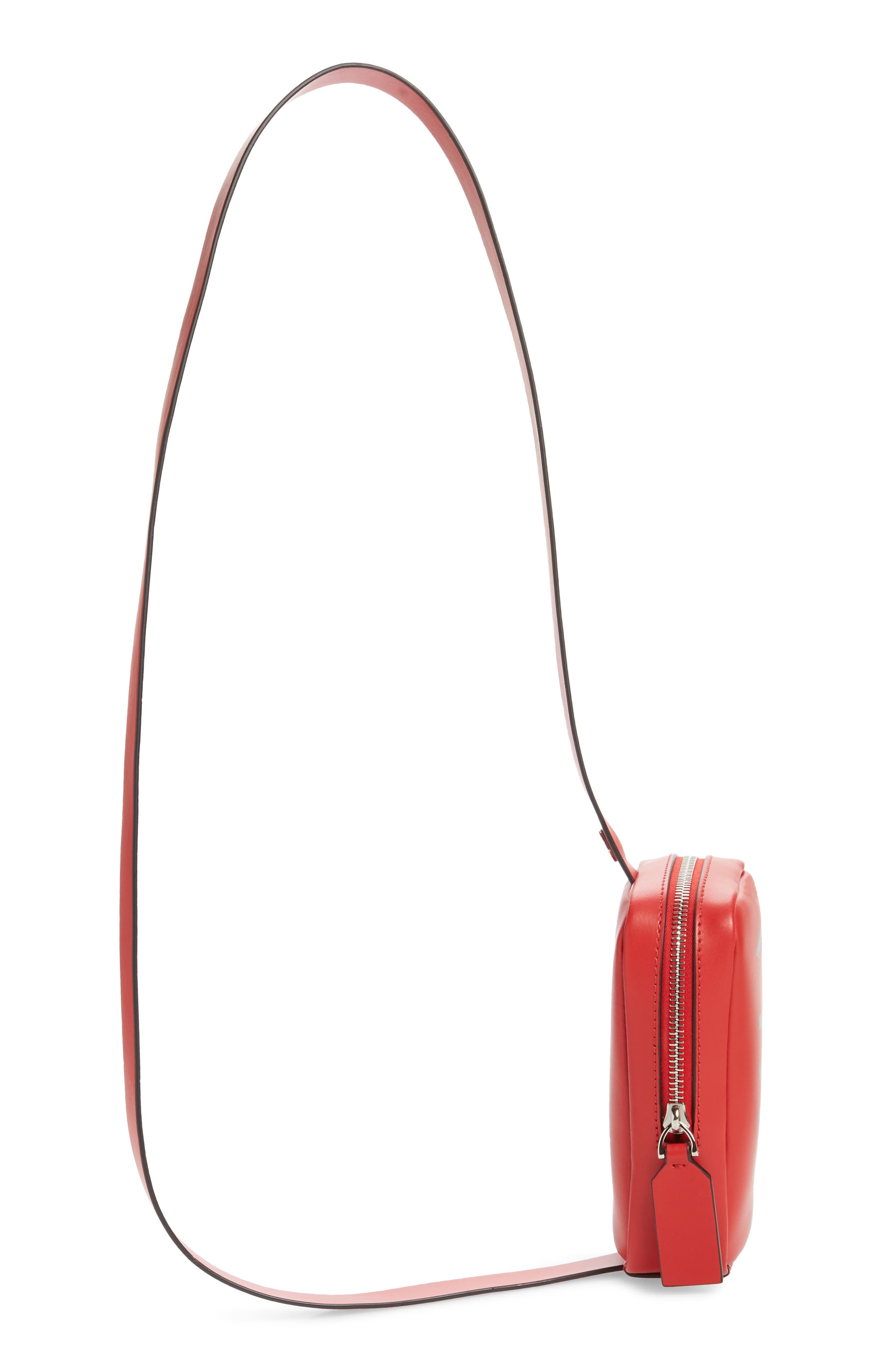 Valentino Logo Shoulder Pouch, Alternate, color, RED