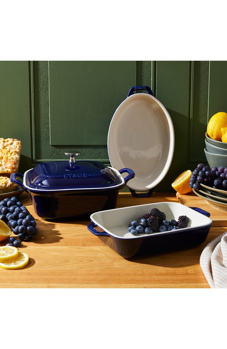 Staub 4-Piece Ceramic Baking Dish Set, Alternate, color, Dark Blue