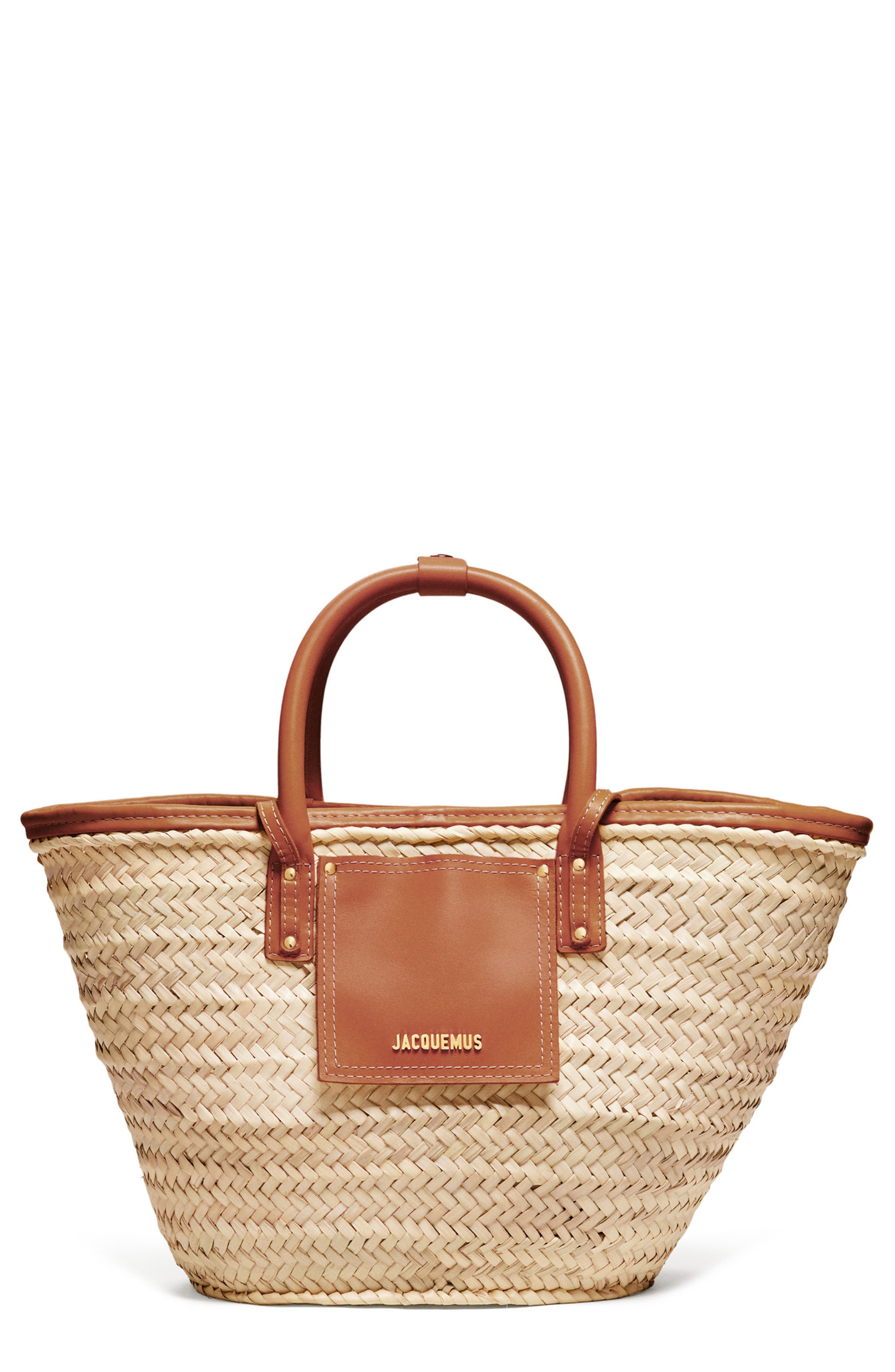 Jacquemus Le Panier Soli Woven Palm Basket Bag, Main, color, 