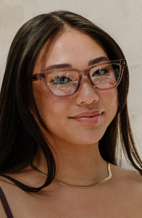 Mohala Eyewear Noelani 53mm Low Nose Bridge Wide Width Cat Eye Optical Glasses In Shell/clear Lenses