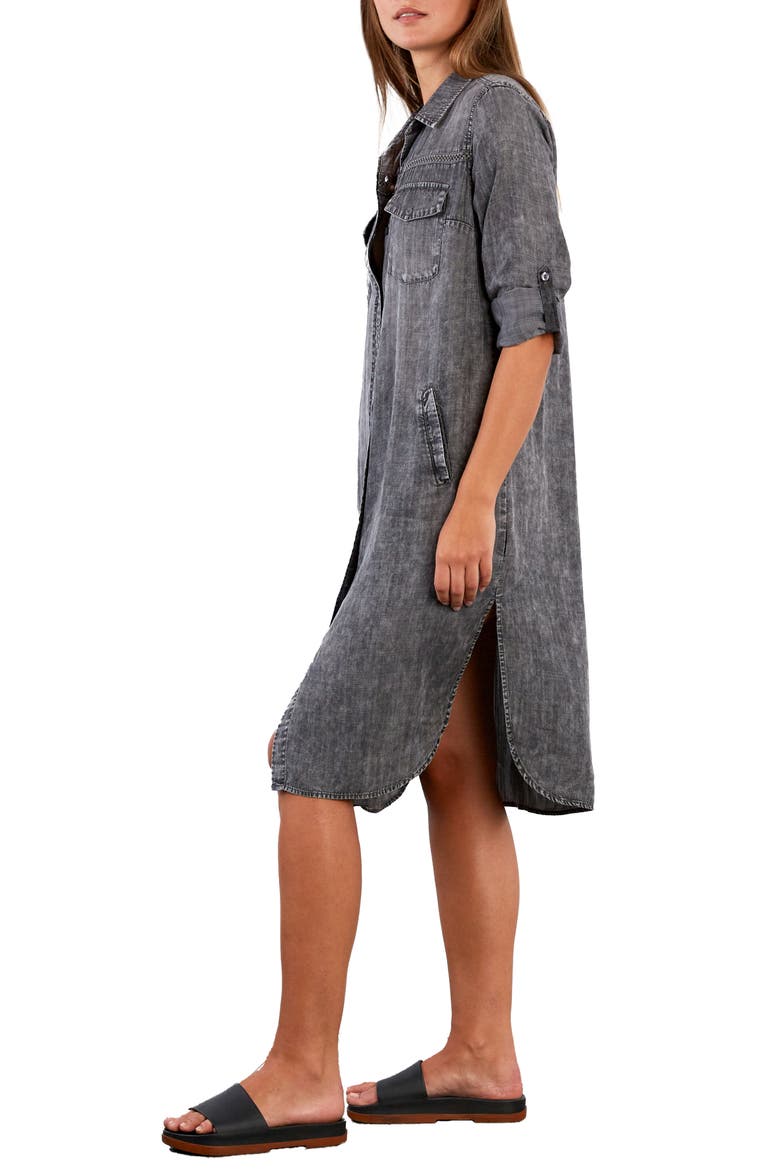 Long Sleeve Denim Shirtdress, Alternate, color, IDEAL GREY