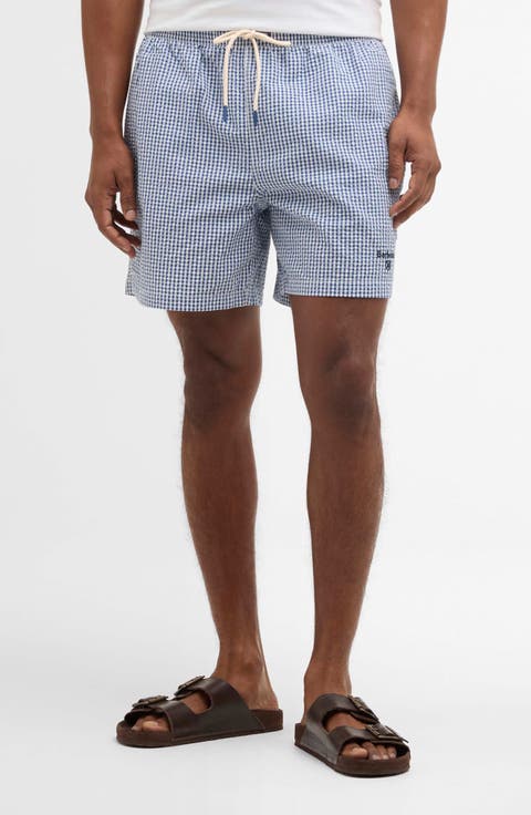 Gingham Seersucker Swim Trunks