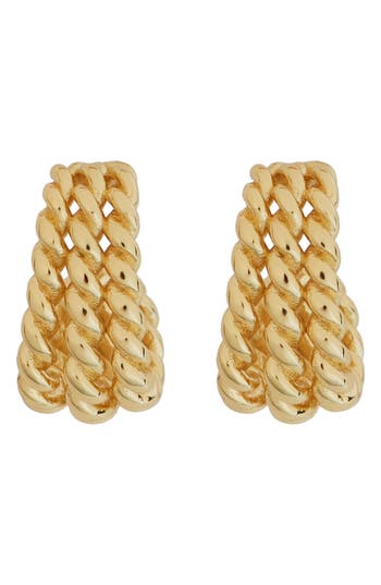 Panacea Twisted Triple Row Hoop Earrings In Gold