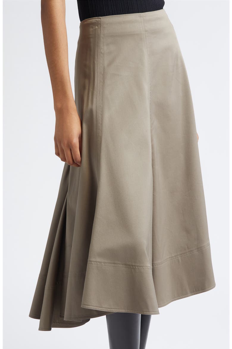 Janan Cotton Stretch Sateen Midi Skirt, Alternate, color, DARK FLAX