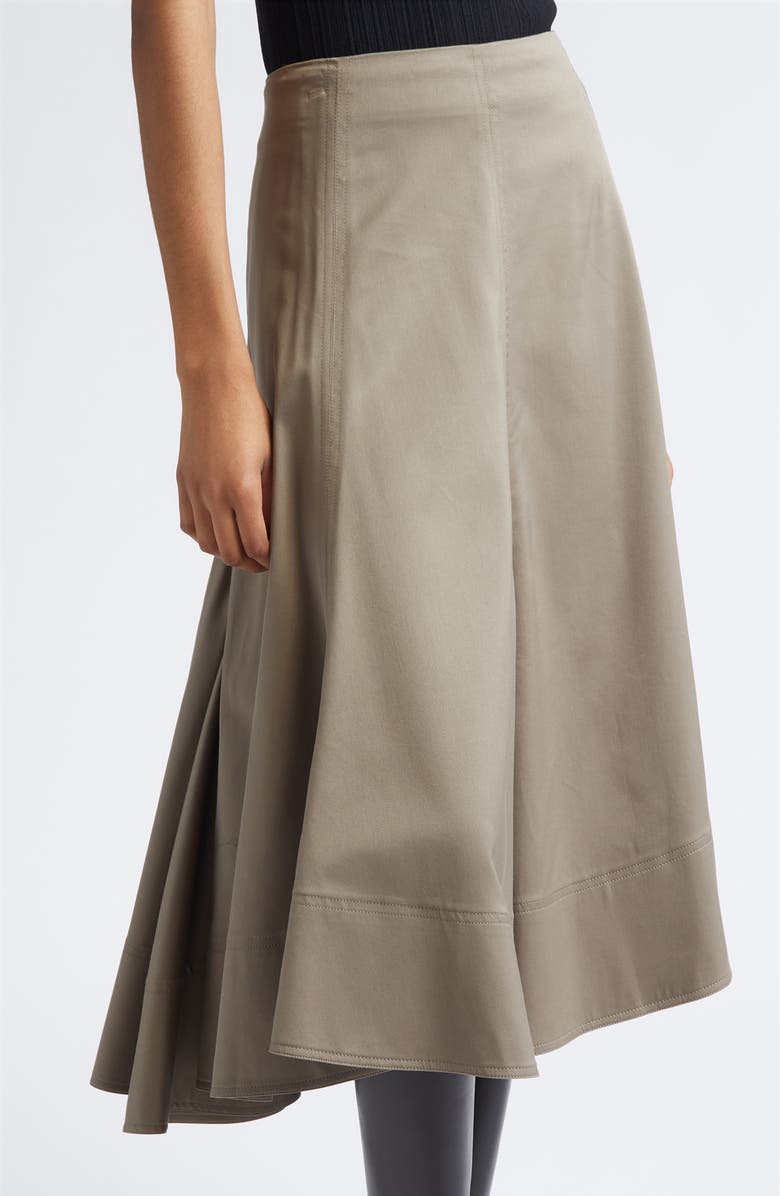 Proenza Schouler Janan Cotton Stretch Sateen Midi Skirt, Alternate, color, Dark Flax
