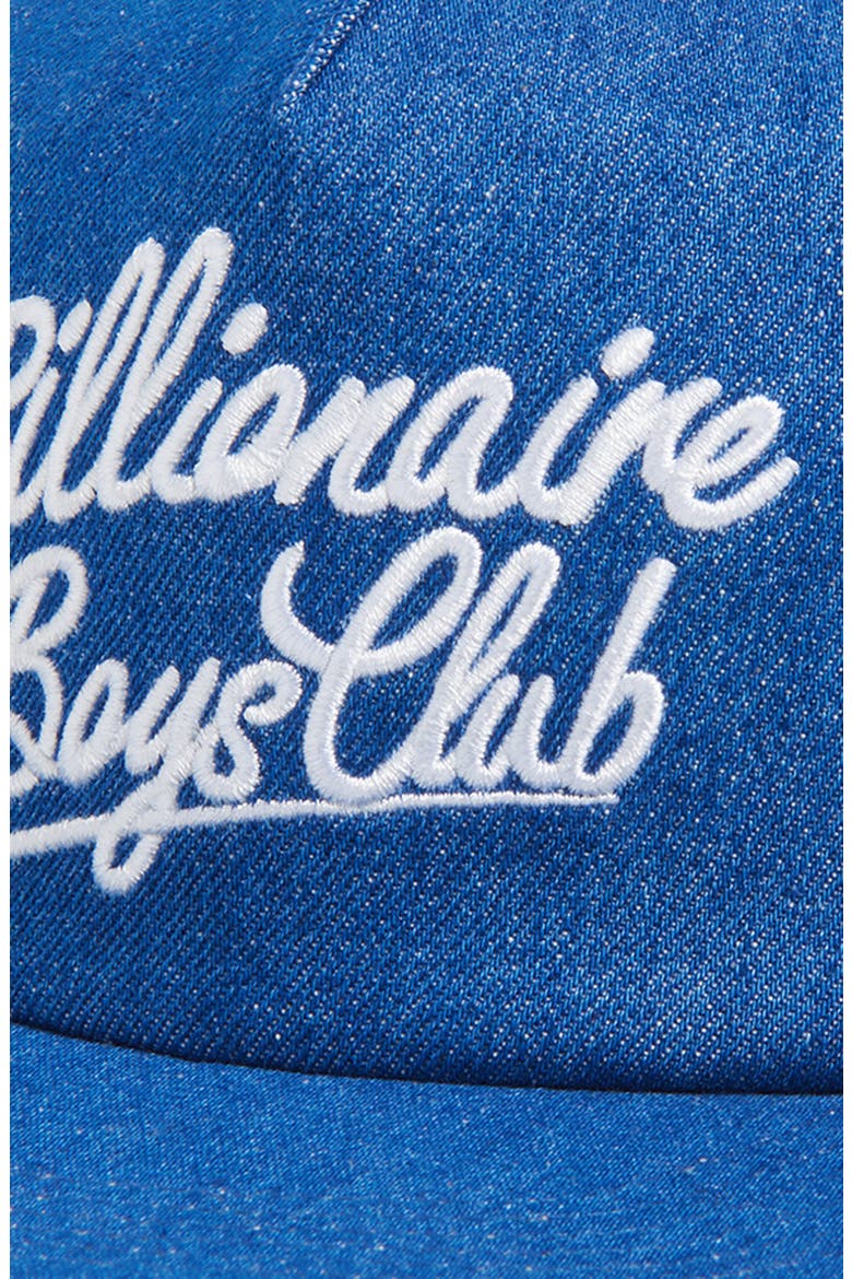 Script Embroidered Denim Adjustable Baseball Cap, Alternate, color, DENIM