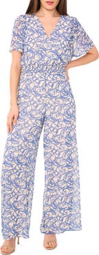 Vince Camuto Flutter Sleeve Wide Leg Jumpsuit