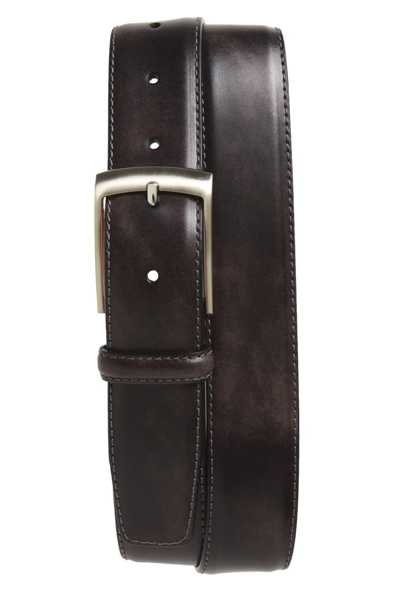 Tabon Leather Belt, Main, color, GREY