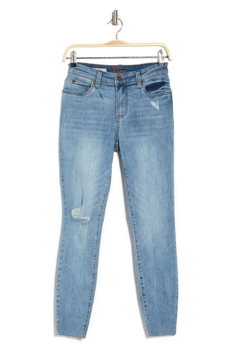Carlo Distressed Raw Hen Ankle Crop Skinny Jeans, Alternate, color, POLAR