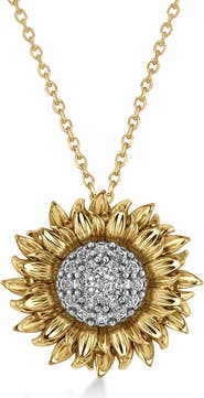 ALLUREZ Sunflower Diamond Pendant Necklace 14k