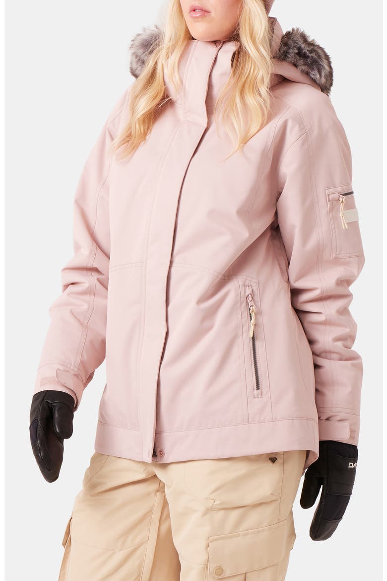 Meade Hooded Snow Jacket with Faux Fur Trim, Alternate, color, ADOBE ROSE