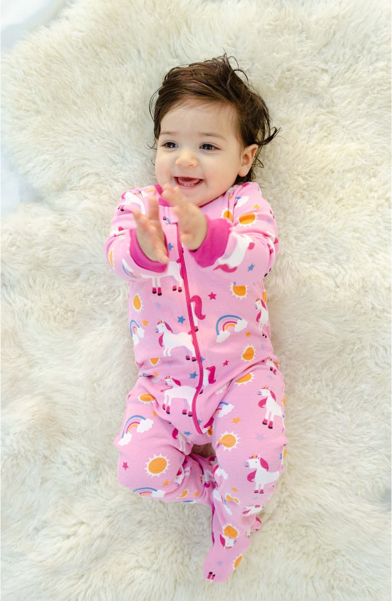 Leveret Footed Cotton Matching Family Pajamas, Whimsy & Fantasy Prints, Alternate, color, Unicorn Rainbow