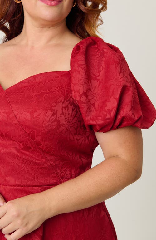 Unique Vintage Plus Size Jacquard Sweetheart Swing Dress In Burgundy