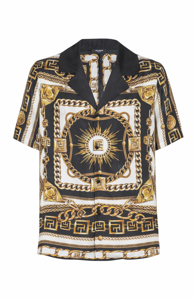 Balmain Printed Pyjama Shirt With Foulard Chaînes Pattern, Alternate, color, Multicolor