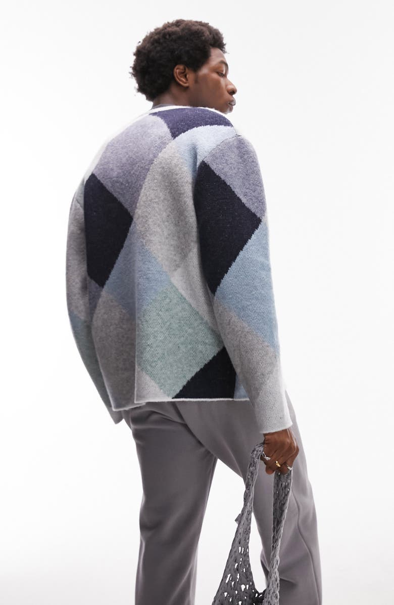 Topman Argyle Cardigan, Alternate, color,