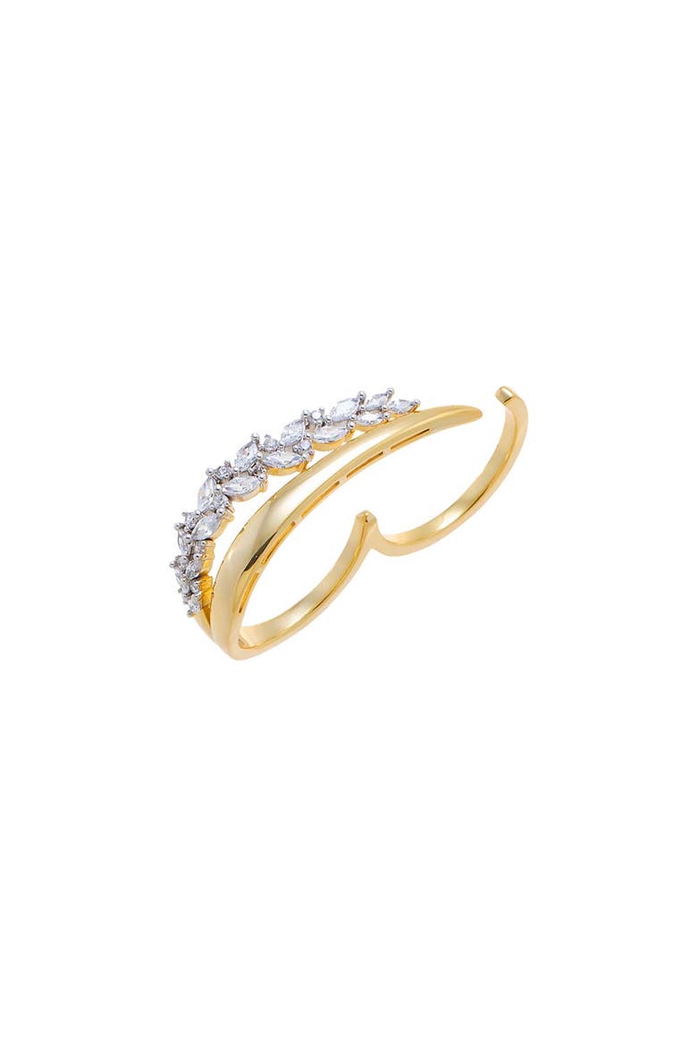 CZ Clustered Double Statement Ring, Alternate, color, Gold