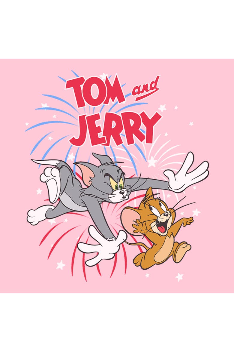 Girl's Tom and Jerry Fireworks Celebration Duo  Graphic T-Shirt, Alternate, color, Light Pink