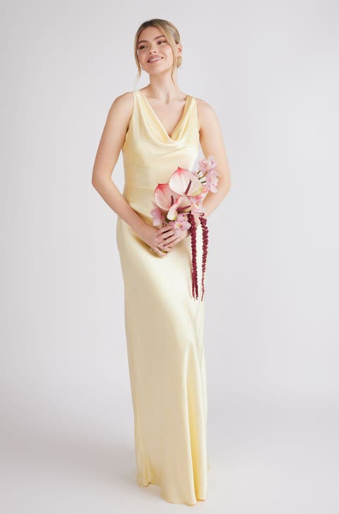 Chiffon Bandeau Satin Maxi Dress