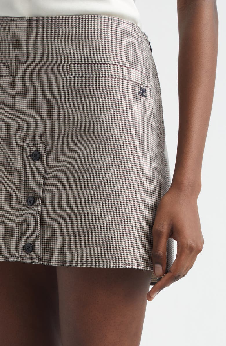 Courrèges Wool Blend Houndstooth Miniskirt, Alternate, color, Natural / Red / Black
