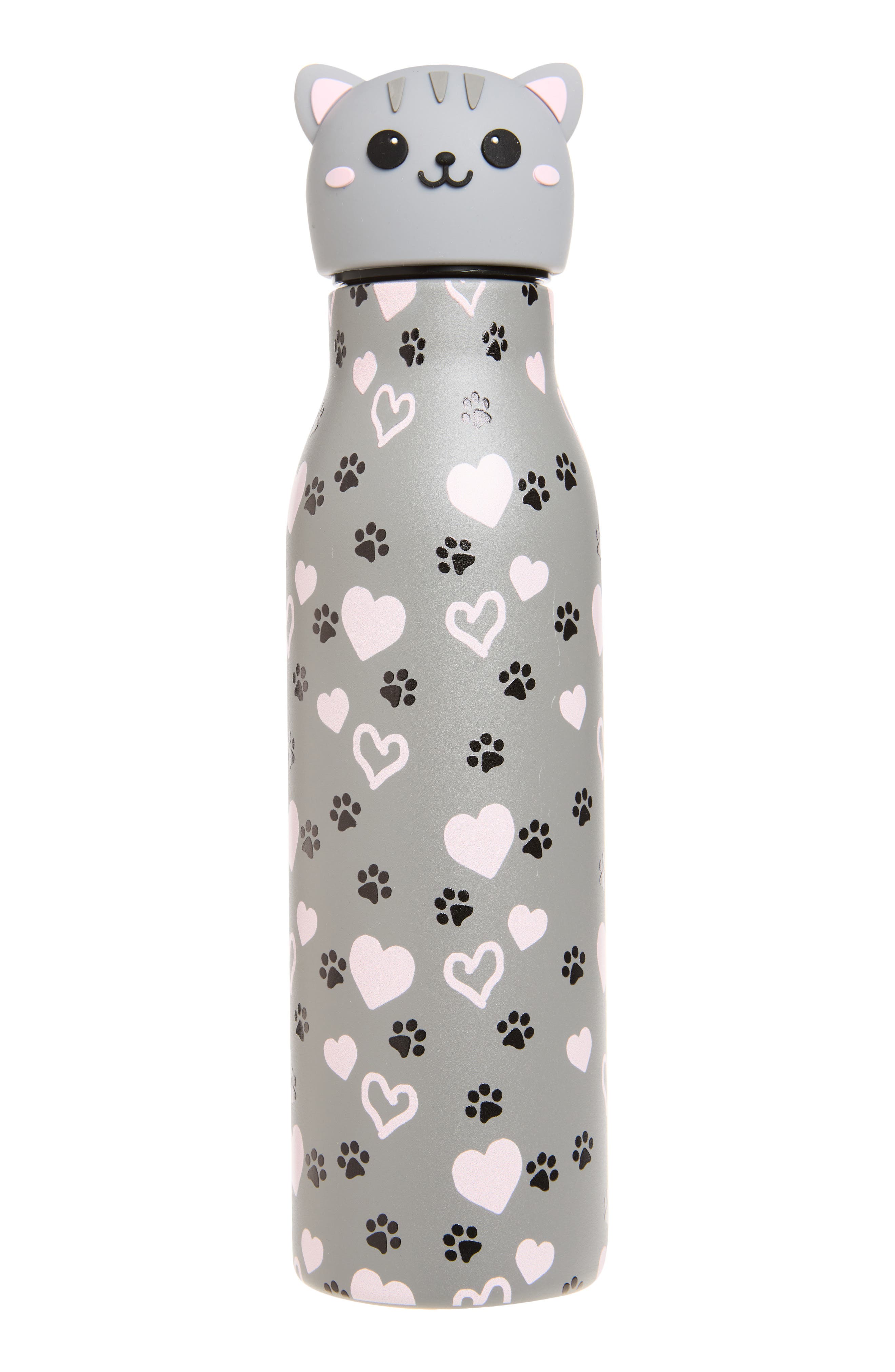 Mayim 15-Ounce Grey Cat Water Bottle, Main, color, Grey