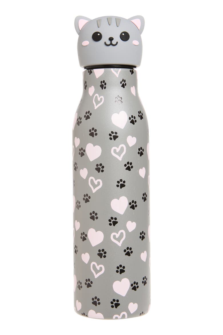 15-Ounce Grey Cat Water Bottle, Main, color, GREY