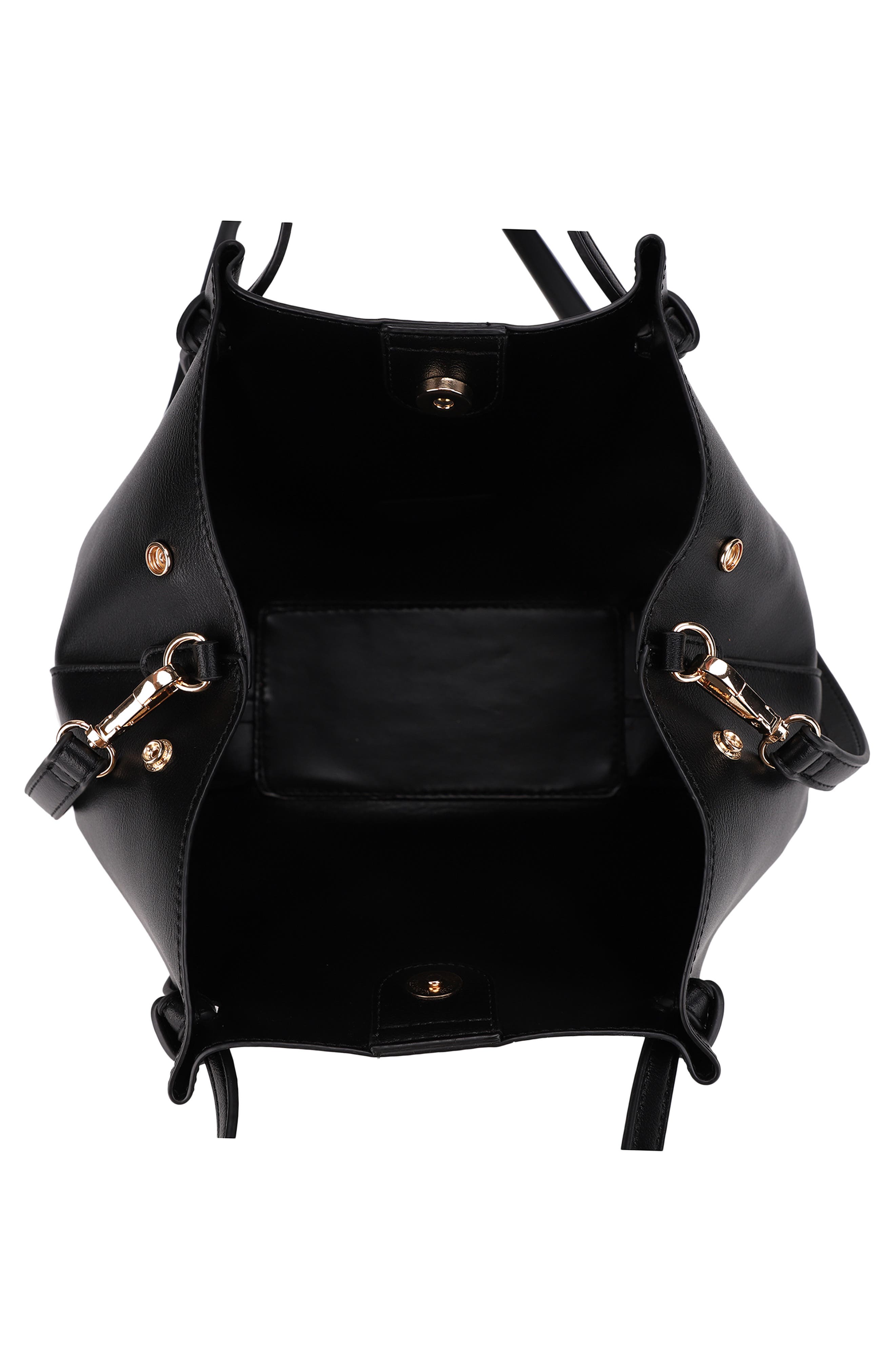 Mali + Lili Mini Lou Lou Vegan Leather Tote, Alternate, color, Black