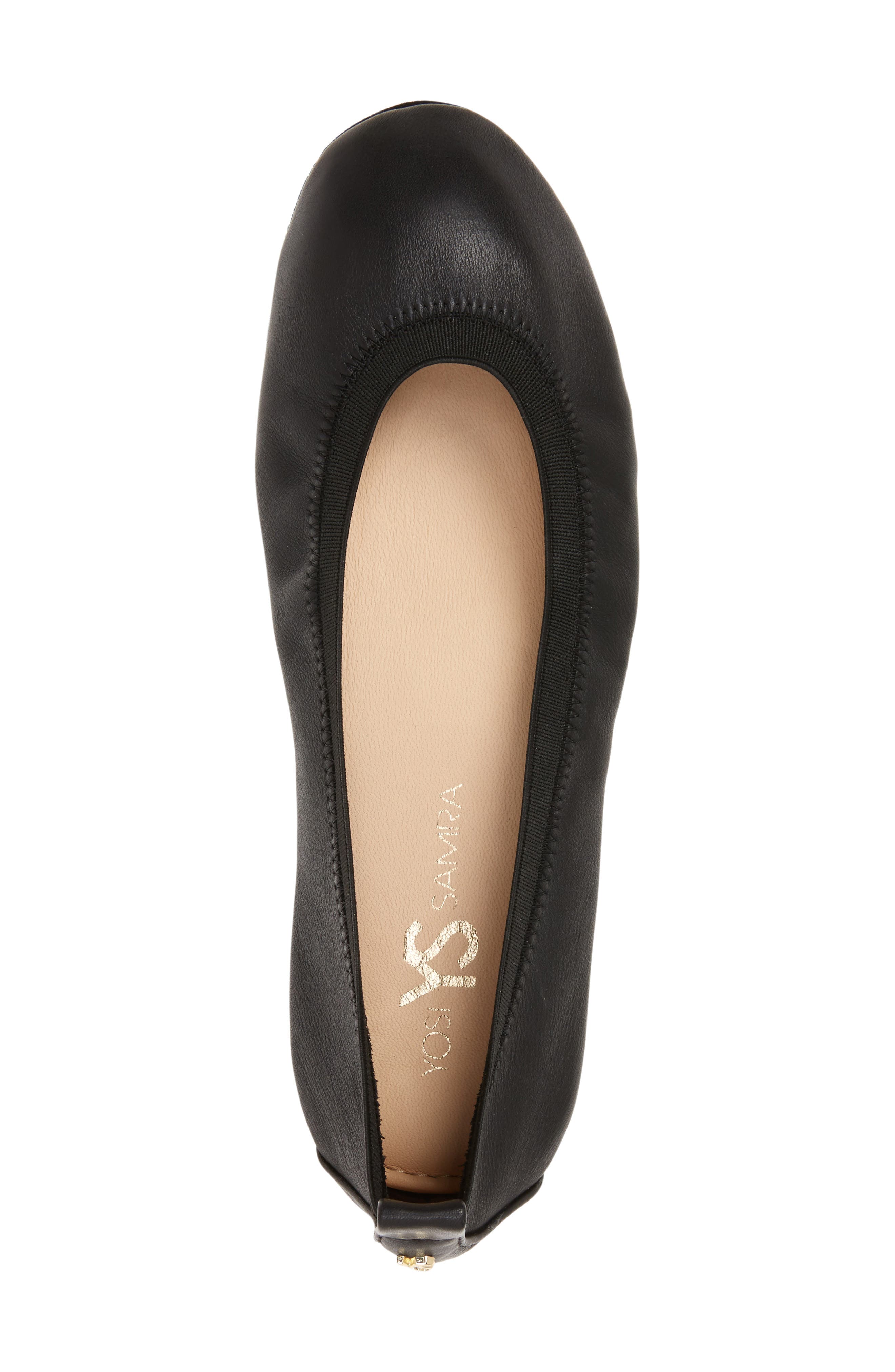 Samara Foldable Ballet Flat, Alternate, color, BLACK/ BLACK LEATHER